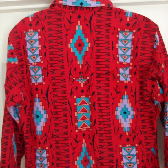 Wrangler Cowboy Cut Long Tails Western Rodeo Native Aztec Button Shirt 16-34 - Picture 8 of 10